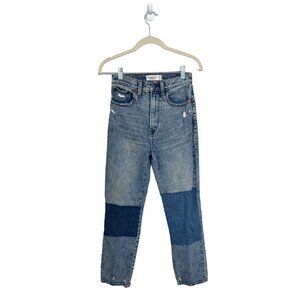 Abercrombie and Fitch the ankle straight ultra high rise patchwork knee jeans 26